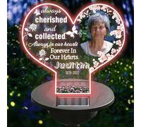 Certykllp Personalized Memorial Garden Solar Outdoor Lights with Photo Name Custom Grave Decor Solar Lights for Sympathy Gifts for Loss of Loved One in Loving Memory Memorial Gift (A-Heart -3)