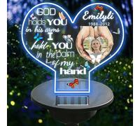 Certykllp Personalized Memorial Garden Solar Outdoor Lights with Photo Name Custom Grave Decor Solar Lights for Sympathy Gifts for Loss of Loved One in Loving Memory Memorial Gift (A-Heart -1)