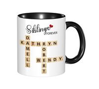 Certykllp Personalized Siblings Forever Linked Together Crossword Puzzle Mug Custom Crossword Coffee Cup for Brothers Sisters Siblings on Christmas Birthday