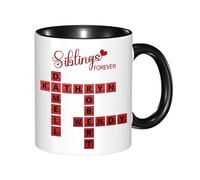 Certykllp Personalized Siblings Forever Linked Together Crossword Puzzle Mug Custom Crossword Coffee Cup for Brothers Sisters Siblings on Christmas Birthday