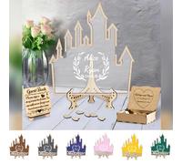 Certykllp Personalized Wonderland Theme Wedding Fantasy Castle Alternative Guest Book Drop Box Custom Castle Fairytale Wonderland Guest Book White Guestbook Castle, Wedding Guest Book for Princess