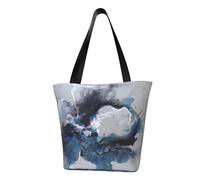 Cerulean Waters Fashion Canvas Tote Bag With All Over Print Design,Large Reusable Shopper Tote With Double Handles,Beach Tote, Weekend Bag