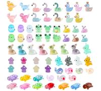 Cerulume 70 Pcs Mini Resin Animals, Tiny Luminous Resin Animal Figurines, Cute Miniature Animals for Decorations for Miniature Gardens, Dollhouse, and DIY Crafts