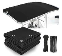 Cerumute 1200D Heavy Duty Marine Grade Boat T Top Canvas Replacement Center Console Boat Waterproof T Top Canvas with Storage Bag Without Frame Matte Black (82" x 58")
