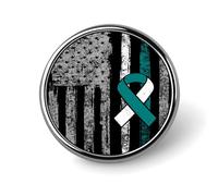 Cervical Cancer Awareness America Flag Round Metal Badge Lapel Pin,Stylish Patriotic Pattern Button Brooch Decorative Badges for Men Women