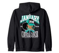 Cervical Cancer Awareness Month 2026 January We Wear Teal Zip Hoodie