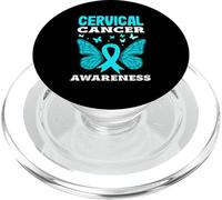 Cervical Cancer Awareness Teal Ribbon Butterfly Support PopSockets PopGrip for MagSafe