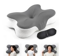 Cervical Memory Foam Neck Pillow Ergonomic for Neck and Shoulder pain support, ideal for Back,Side and Stomach sleeper 2-Height Cooling | Eye Mask