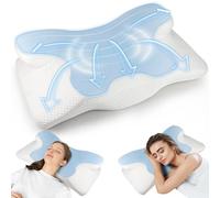Cervical Memory Foam Pillow, Ergonomic Orthopedic Support Neck Pillow for Neck and Shoulder Pain, Breathable Removable Skin-friendly Silk Cover, Butterfly Pillow for Side/Back/Stomach Sleepers