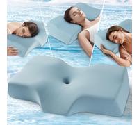 Cervical Memory Foam Pillow for Neck and Shoulder Pain - Adjustable Orthopedic Pillow with Hollow Design - Bed Pillow with Cooling Washable Cover for Side, Back & Stomach Sleepers - 100-Night Trial
