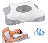 Cervical Neck Pillow - Contour Bed Pillow for Neck Pain Relief, Ergonomic Orthopedic Side Sleeper Pillow for Sleeping, Cooling Memory Foam Pillows for Back & Stomach Sleepers with Pillowcase