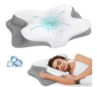Cervical Neck Pillow - Cooling Pillow for Neck Pain Relief, Ergonomic Contour Side Sleeper Pillow for Sleeping, Orthopedic Memory Foam Pillows for Back & Stomach Sleepers with Pillowcase