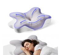 Cervical Neck Pillow for Neck Relief - Butterfly Memory Foam, Neck & Shoulder Pain Support, Ergonomic Pillow for Side Back & Stomach Sleepers - Breathable Cooling Cover, Odourless, British Designed