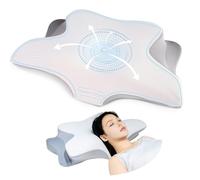 Cervical Neck Pillow for Pain Relief - Ergonomic Memory Foam Pillows for Sleeping, Side Sleeper Pillow for Adults Neck Support, Contour Cooling Bed Pillow for Back Stomach Sleeper (Light Gray)