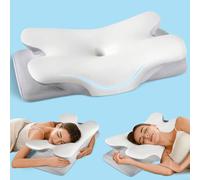 Cervical Neck Pillow for Pain Relief Sleeping, Cooling Ergonomic Contour Side Sleeper Pillow for Neck Support, Odorless Soft Memory Foam Orthopedic Bed Rest Pillow for Back Stomach Sleeper, Grey