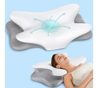 Cervical Neck Pillow Memory Foam Pillows for Pain Relief, Ergonomic Pillow for Shoulder Pain, Orthopedic Contour Pillow Bed Pillow for Side, Back & Stomach Sleepers with Cooling Pillowcase