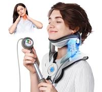 Cervical Neck Traction Device: Neck Stretcher for Cervical Pain Relief, Manual Air Pump with 3 Power Traction for Neck Decompression and Tension Relief (B: Gray (Hand-Pump Airbag))