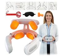 Cervical Neuromodulation Device, 6 Modes Cordless Neck Massager, Neck Massage Machine with 4-Head Design, 20 Temperature Settings, Light Vibration Hot Compress for Home, Office, and Travel (White,1)