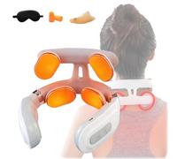 Cervical Neuromodulation Device, 6 Modes Cordless Neck Massager, Neck Massage Machine with 4-Head Design, Light Vibration Hot Compress, 20 Temperature Settings, for Home, Office, and Travel (White,1)