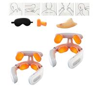 Cervical Neuromodulation Device, 6 Modes Cordless Neck Massager, Neck Massage Machine with 4-Head Design, Light Vibration Hot Compress, 20 Temperature Settings, for Home, Office, and Travel (White,2)