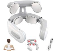 Cervical Neuromodulation Device Portable Neck Relief Massager with Heat Pulse Bionic Massager, Electric Neck Massagers with Heated Machine with 4-Head Design with Light Vibration Hot Compress