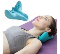 Cervical Spine Massage Pillow, Neck and Shoulder Relaxer Neck Massage Pillow, Cervical Spine Alignment Chiropractic Pillow Cervical Neck Traction Device Neck Stretcher for TMJ Pain Relief (Blue)