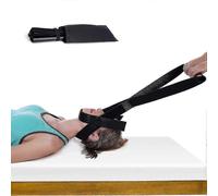 Cervical stretching strap, chiropractic spinal decompression tool with chin strap. Cervical traction device.