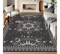 CERYUEE 6' x 9' Sun and Moon Rug Boho Celestial Area Rugs for Bedroom Dorm Living Room Bohemian Occult Crescent Solar Stars Floor Mat Pad Doormat Carpet,180 X 275cm,Tundora
