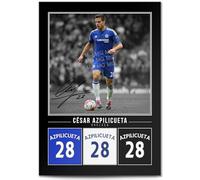 Cesar Azpilicueta West London Blue Signed Photo Poster A4/A3 Print Picture Display Framed Autograph Memorabilia Gift Football Fans Spain (Black A4 print unframed)