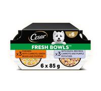 CESAR Fresh Bowl Adult Dog Chicken & Duck Taster Multipack 6x85g (Pack of 4)