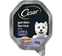 Cesar Garden Terrine Adult Wet Dog Food, Juicy Lamb, Turkey and Green Beans in Loaf, Garnished with Garden Vegetables, 8 x 150 g Trays