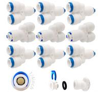 CESFONJER 1 to 2 1/4-Inch Reverse Osmosis Tubing Connector | Fridge Filter Plumbing Kit | 1/4" to 1/4" Pushfit Fittings | ro Water Filter Fitting | for Water Filter Dispensers(9 Pcs)