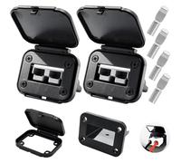 CESFONJER 10AWG Battery Cables Quick Connectors, 50A Battery Socket Recessed Mounting Frame With Cover for Car, Motorhome, Caravan, Camper, Boat (2 Pack)