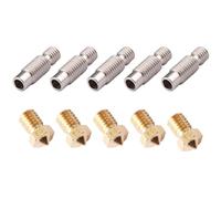 CESFONJER 10pc/set ：5pcs 1.75mm Stainless Steel Nozzles Throat with PTFE Tube+ 5pcs 0.4mm Extruder Nozzle Print Heads, for V6 Makerbot 3D Printer