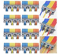 CESFONJER 3-in-12-out Lever Terminal Block Kit, Triple Input to Twelve Output Splicing Connectors, DIN Rail/Screw Mount, for 28-12AWG Conductors, Includes 8 Kits