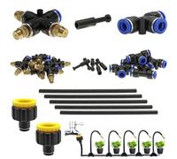 CESFONJER 360° Adjustable Misting Nozzles, Brass Cross-Shaped Three Head Atomizing Nozzle Set, with 8mm Quick Connect Adapter for Watering Irrigation Lawn Terrace Garden System