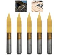 CESFONJER 5 Pcs Carbide PCB Engraving Bits, Titanium Coat Engraving Bits, 3.175mm Engraving CNC Bit Router Carving Tool 30° Tip 0.1mm