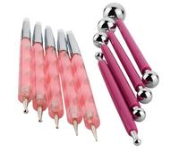 CESFONJER 9 Pieces Stylus Tools, DIY Silicone and Ceramic Clay Indentation Tool and 4 Pieces Double-Ended Metal Ball Tools Set Also for Cake Fondant Decoration and Nail Art.