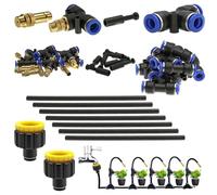 CESFONJER Brass Mister Nozzles Kit, 360° Adjustable T Type Irrigation Heads System, with 8mm Quick Connect Adapter for Watering Irrigation Lawn Terrace Garden System