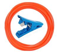 CESFONJER Drip Irrigation Tubing OD 8mm x ID 5mm, Irrigation Water Pipe Tube, PE Garden Watering Hose Orange with Blue Pipe Cutter for Drip Irrigation System (10M)