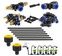 CESFONJER Nozzles Kit, Brass 360° Adjustable T Type Double Head Atomizing Nozzle, With 8mm Quick-Connect Adapter For Watering Irrigation Lawn Terrace Garden System