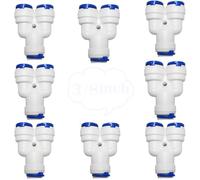 CESFONJER RO Water Filter Fitting, 8 Pcs 1 to 2 Reverse Osmosis Tubing Connector, 3/8" to 3/8" Pushfit Fittings, for Water Filter Dispensers