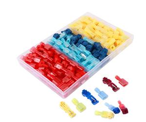 CESFONJER T Tap Electrical Connectors | Solderless Connectors Assortment Kit | Quick Splice Electrical Wire Terminals | Yellow 25 Pairs, Blue 30 Pairs, Red 30 Pairs