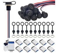 CESFONJER Type-C Panel Mount Cable, USB C Female Chassis Connector with Waterproof Cover and 4 core Pigtail Extension, OTG Adapters, for Data Transfer & Charging (10 Sets)