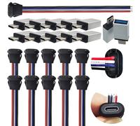 CESFONJER Type-C Panel Mount Connector, 10 Sets USB C Chassis Socket with 4 core Pigtail and Male to USB OTG Adapter - DIY Soldering Kit for Electronics Projects Repair