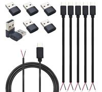 CESFONJER USB C Pigtail 2 Core Cable, Type C Male Bare Wire Cable 22AWG & Adapters 5 Kit, DIY Pigtail Open End Power Cable 1M/3Ft (for device charging only)