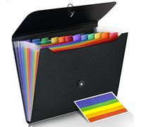 Cesil Accordian File Organizer Expanding File Folder, 13 Pockets, A4 Letter Size Paper Document Receipt Folder for Classroom, Home, Office and Travel