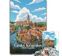 Český Krumlov Czech Republic Illustration Jigsaw Puzzle, 1000 Piece | A classic paper puzzle during family time for screen-free time.