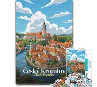 Český Krumlov Czech Republic Illustration Jigsaw Puzzle, 300 Pieces | Piece-by-piece progress - a simple way to organise the image over several sessions.