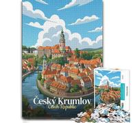 Český Krumlov Czech Republic Illustration Jigsaw Puzzle, 500 Pieces | A hands-on home pastime: a simple way to organise the image in spare time.